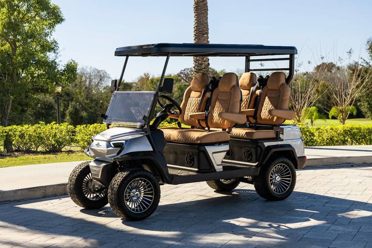 Atlas golf cart with cognac interior in Miami