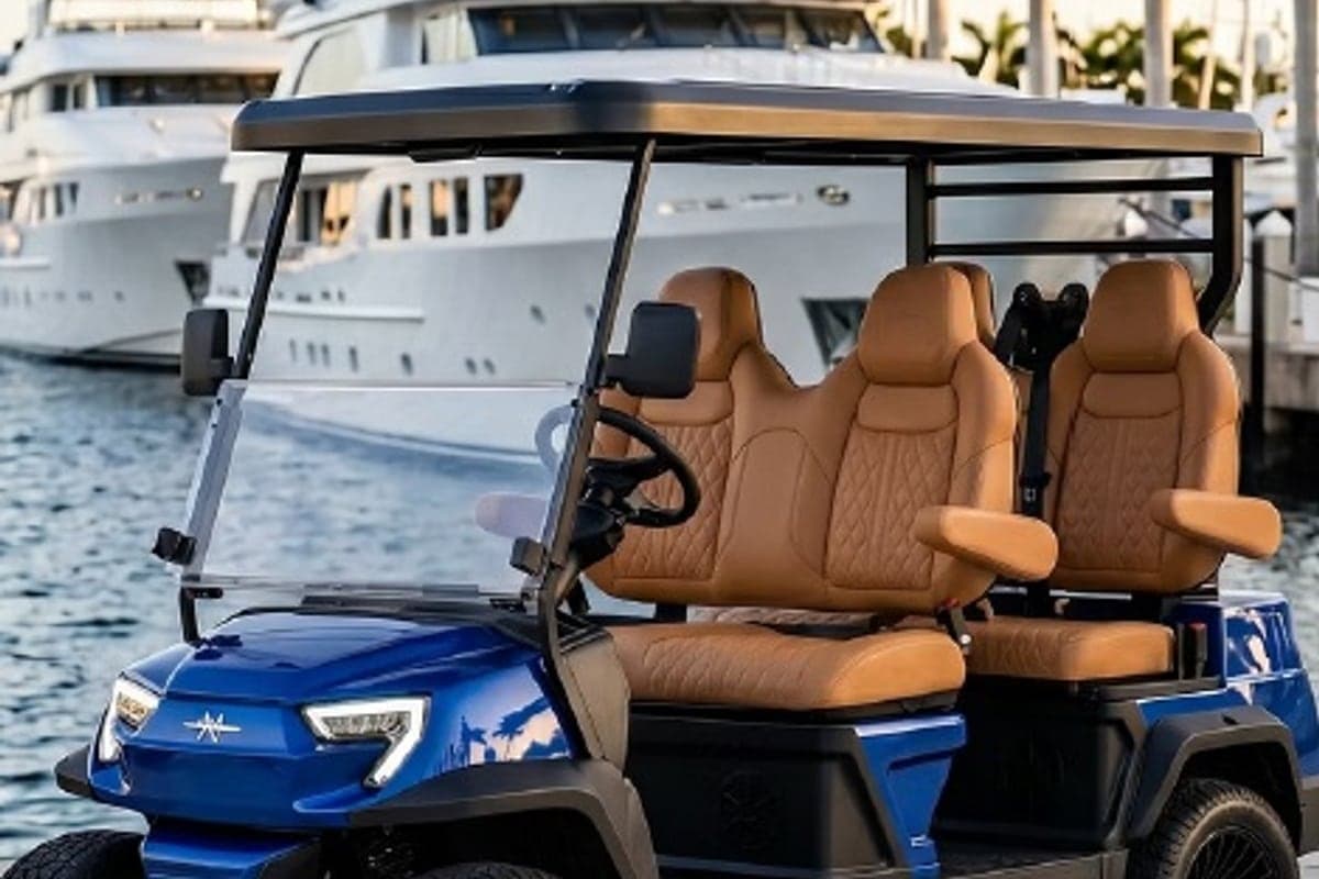 Golf cart on the marina in Miami Beach